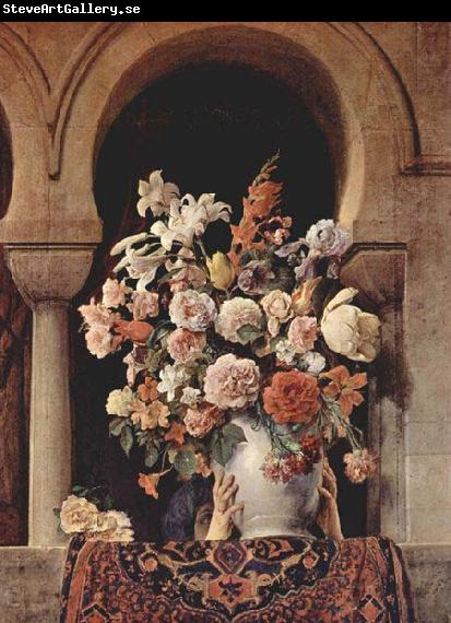 Francesco Hayez Vase of Flowers on the Window of a Harem